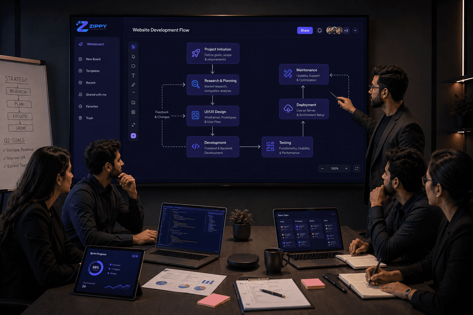 Zippy Technologies team in a strategic meeting